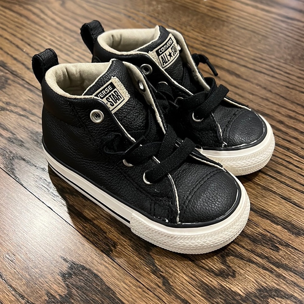 Converse Leather high tops- easy on and off!